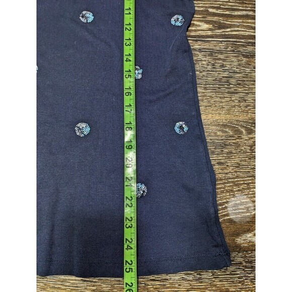 NWOT Talbots Womans Top Sequin Beaded Tee T-Shirt Blouse Sz LP Blue Short N62 - Picture 5 of 6